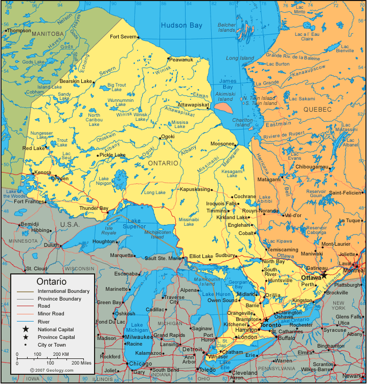 The province of Ontario in Canada is not the largest province in the country